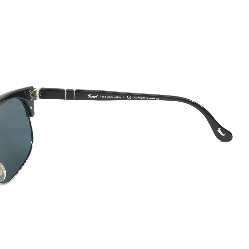 Persol Sunglasses 3034-S 95/4N Polished Black Silver with Blue Polarized Lenses